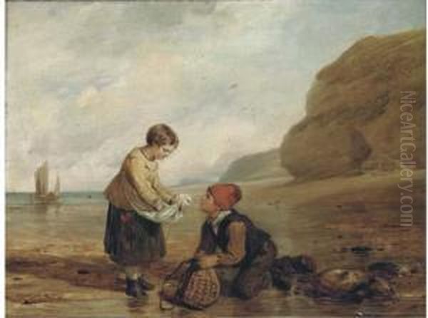 The Young Shrimp-catchers Oil Painting by William Collins