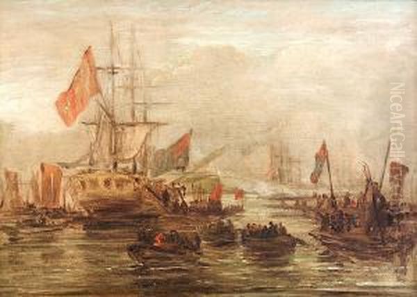 The Landing Of George Iv At Leith Oil Painting by William Collins