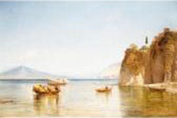 A Scene Taken From The Caves Of Ulysses At Sorrento, The Birthplace Of Tasso Oil Painting by William Collins