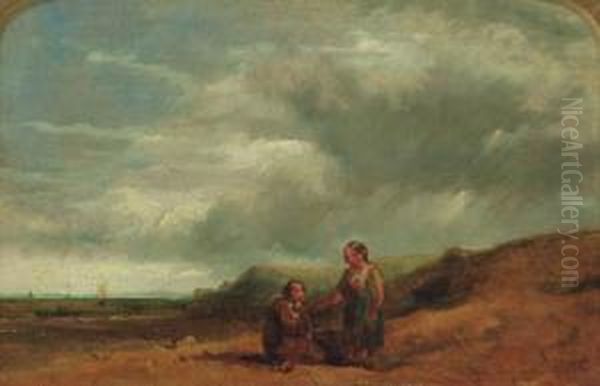 Children Resting On A Beach Oil Painting by William Collins