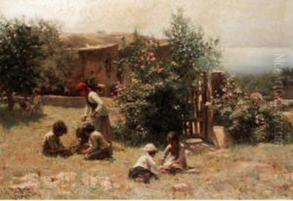 Childhood's Happy Hours, Capri Oil Painting by William Wiehe Collins