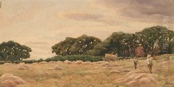 In The Hay Fields Oil Painting by William Wiehe Collins