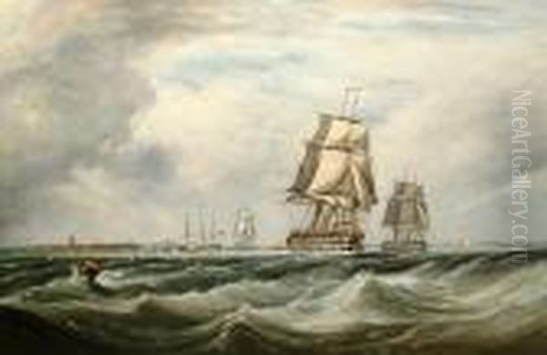 Shipping Off Portsmouth 'e.colls' (lower Left) Oil Painting by Ebenezer Colls