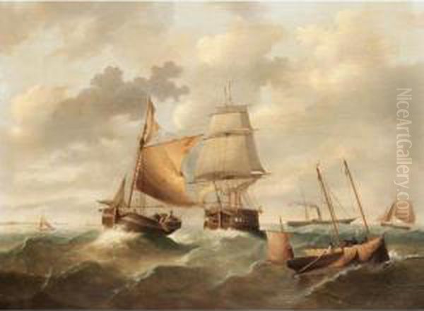 Sail And Steam Oil Painting by Ebenezer Colls