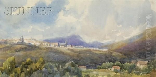 Distant Town, Possibly A View Of Mexico Oil Painting by Samuel Colman