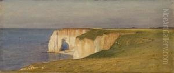 Cliffs At Etretat Oil Painting by Samuel Colman