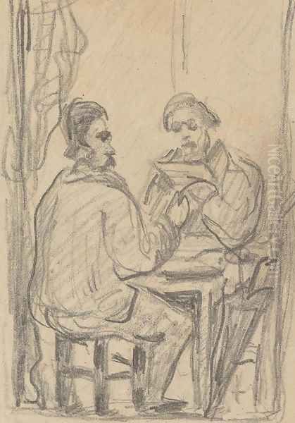 Zola et Alexis Oil Painting by Paul Cezanne