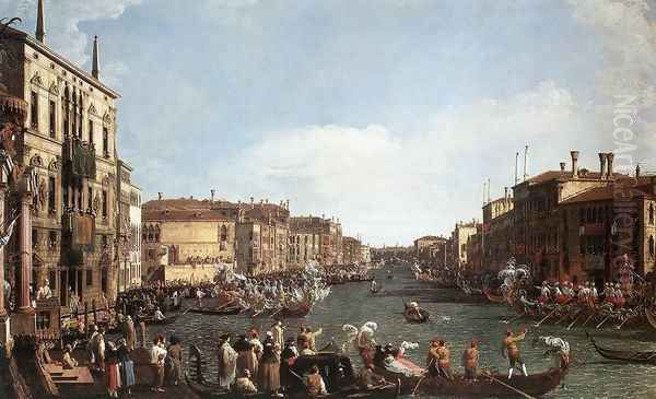 A Regatta on the Grand Canal c. 1732 Oil Painting by (Giovanni Antonio Canal) Canaletto