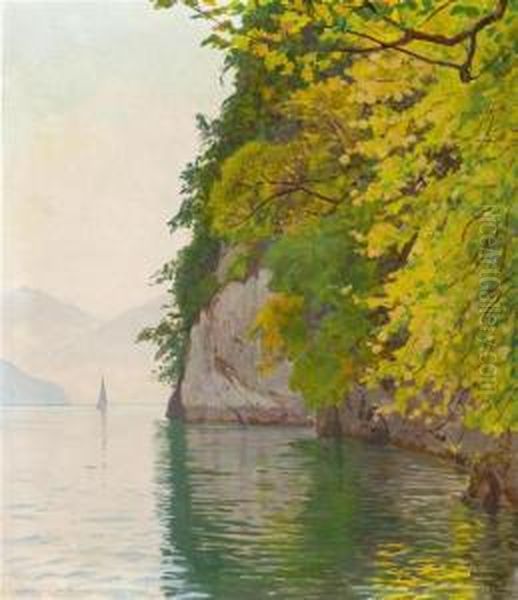 Lake Landscape. by Plinio Colombi