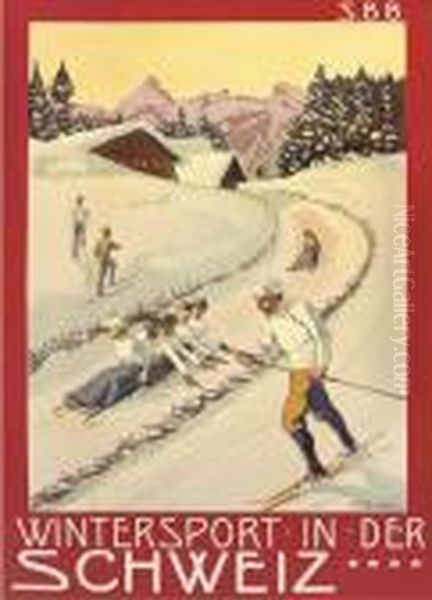 Wintersport In Der Schweiz by Plinio Colombi