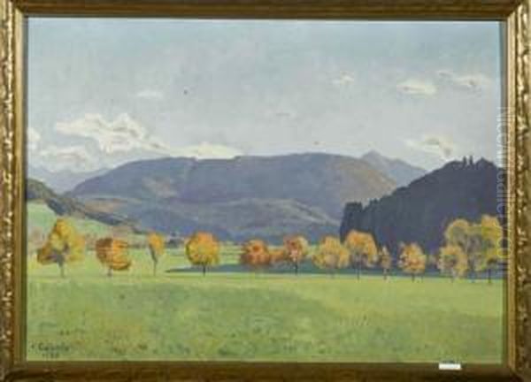 Herbstlandschaft. 1923. Oil Painting by Plinio Colombi