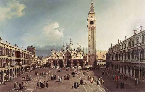 Piazza San Marco With The Basilica Oil Painting by (Giovanni Antonio Canal) Canaletto