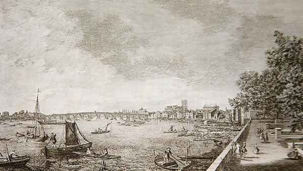 A View from Somerset Gardens to Westminster Bridge, 1750 Oil Painting by (Giovanni Antonio Canal) Canaletto