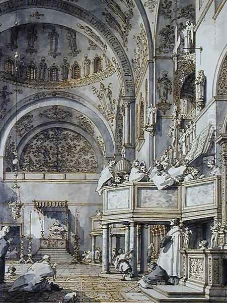 The Choir Singing in St. Mark's Basilica, Venice, 1766 Oil Painting by (Giovanni Antonio Canal) Canaletto