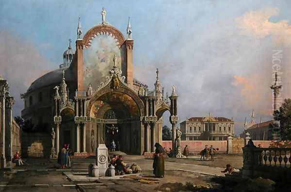 Capriccio of a church, c.1750 Oil Painting by (Giovanni Antonio Canal) Canaletto