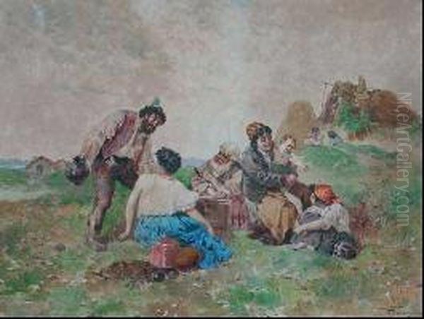 Gita In Campagna Oil Painting by Virgilio Colombo