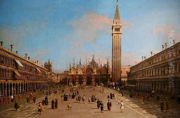 Piazza San Marco looking towards the Basilica di San Marco Oil Painting by (Giovanni Antonio Canal) Canaletto