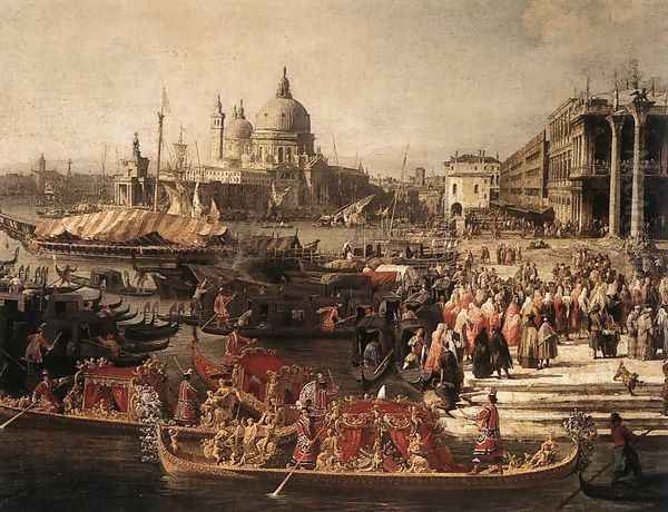 Arrival of the French Ambassador in Venice (detail 1) Oil Painting by (Giovanni Antonio Canal) Canaletto