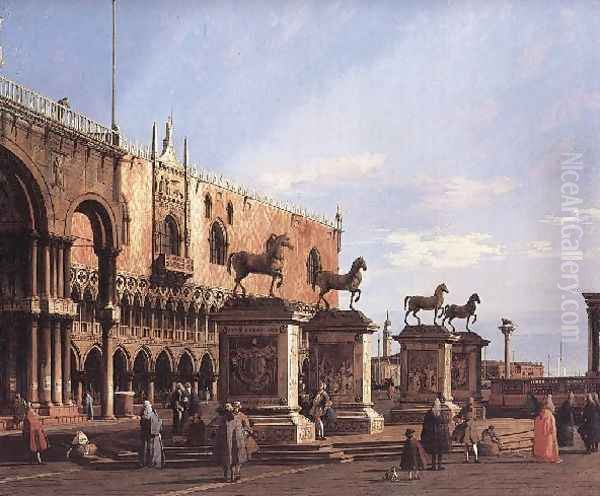 Capriccio The Horses of San Marco in the Piazzetta 1743 Oil Painting by (Giovanni Antonio Canal) Canaletto