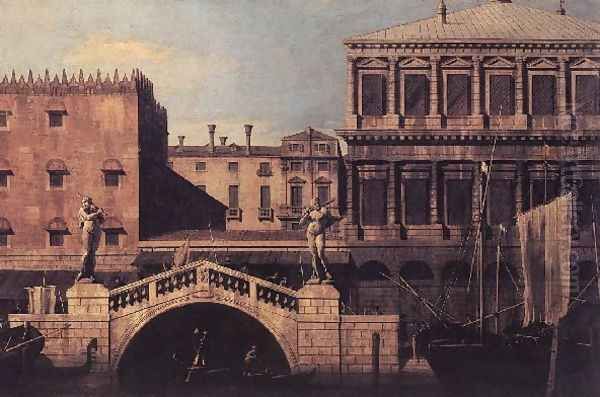 Capriccio The Ponte della Pescaria and Buildings on the Quay 1742-44 Oil Painting by (Giovanni Antonio Canal) Canaletto