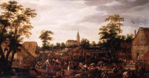 A Village Kermesse Oil Painting by David Colijns