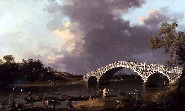 Old Walton Bridge over the Thames, 1754 Oil Painting by (Giovanni Antonio Canal) Canaletto