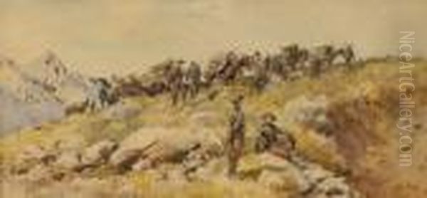 La Halte Des Chasseurs-alpins Oil Painting by Pierre Comba