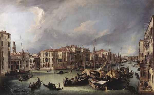 The Grand Canal With The Rialto Bridge In The Background Oil Painting by (Giovanni Antonio Canal) Canaletto