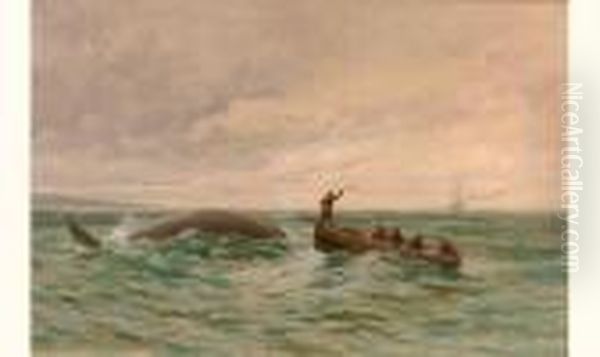 Chasse A La Baleine Oil Painting by Pierre Comba