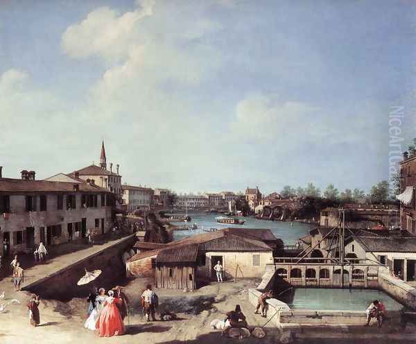 Dolo on the Brenta c. 1730-35 Oil Painting by (Giovanni Antonio Canal) Canaletto