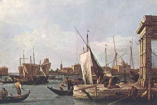 La Punta Della Dogana Custom Point Oil Painting by (Giovanni Antonio Canal) Canaletto