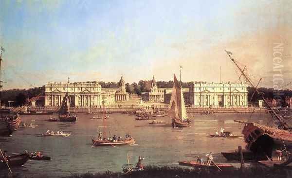 London Greenwich Hospital From The North Bank Of The Thames Oil Painting by (Giovanni Antonio Canal) Canaletto