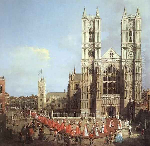 London Westminster Abbey With A Procession Of Knights Of The Bath 1749 Oil Painting by (Giovanni Antonio Canal) Canaletto