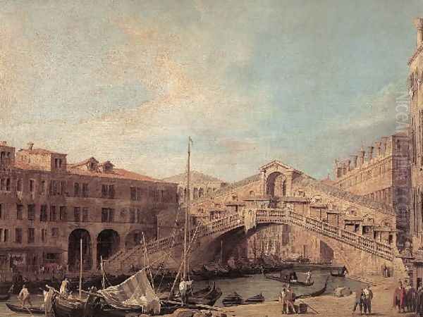 Grand Canal The Rialto Bridge From The South Oil Painting by (Giovanni Antonio Canal) Canaletto