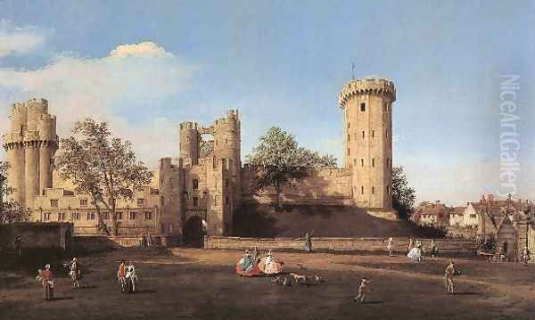 Warwick Castle The East Front Oil Painting by (Giovanni Antonio Canal) Canaletto