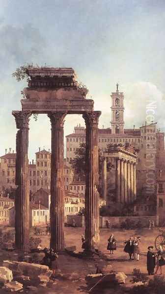 Rome Ruins Of The Forum Looking Towards The Capitol Oil Painting by (Giovanni Antonio Canal) Canaletto