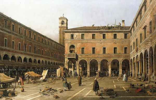 Campo di Rialto Oil Painting by (Giovanni Antonio Canal) Canaletto