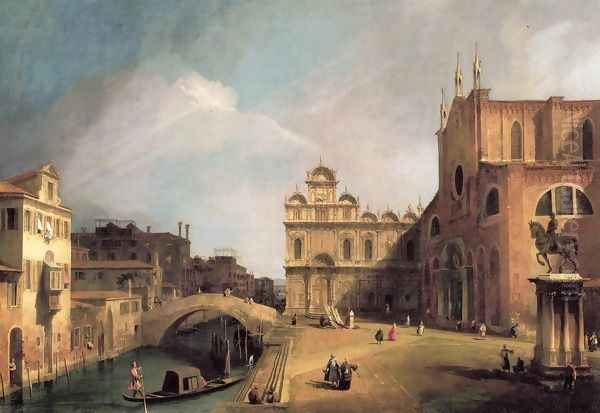 Santi Giovanni E Paolo And The Scuola Di San Marco 2 Oil Painting by (Giovanni Antonio Canal) Canaletto