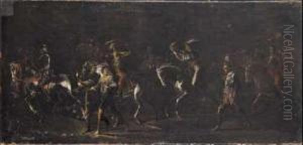 Corteo Di Soldati E Popolani Oil Painting by Scipione Compagno