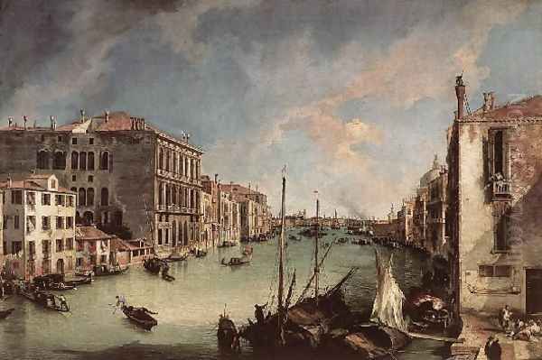 Grand Canal Looking East From The Campo San Vio Oil Painting by (Giovanni Antonio Canal) Canaletto