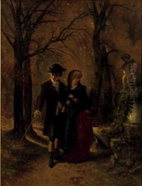 A Stroll In The Park Oil Painting by Francois Claudius Compte-Calix