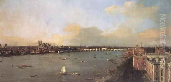 London Seen From An Arch Of Westminster Bridge Oil Painting by (Giovanni Antonio Canal) Canaletto