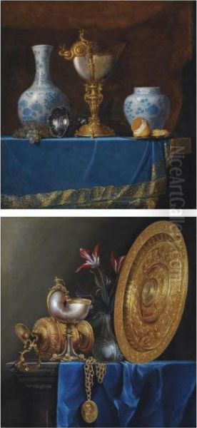 A Nautilus Cup Oil Painting by Meiffren (Ephren) Conte (Leconte)