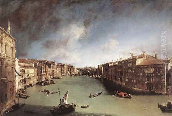 Grand Canal Looking Northeast From Palazo Balbi Toward The Rialto Bridge Oil Painting by (Giovanni Antonio Canal) Canaletto