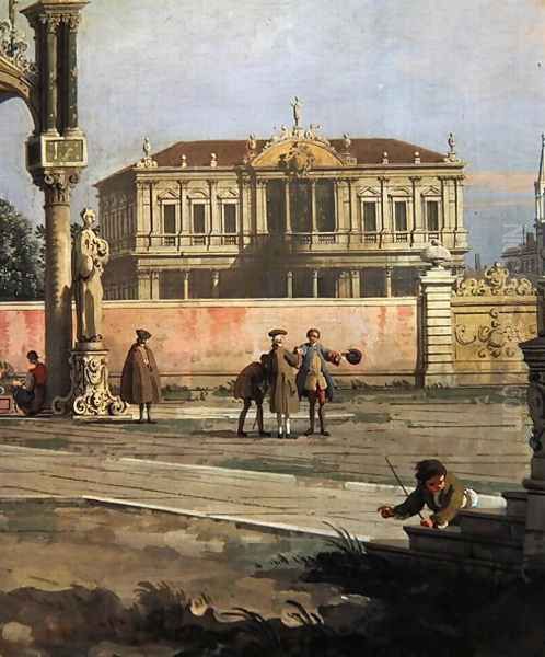 Detail of a Town House and a public square Oil Painting by (Giovanni Antonio Canal) Canaletto