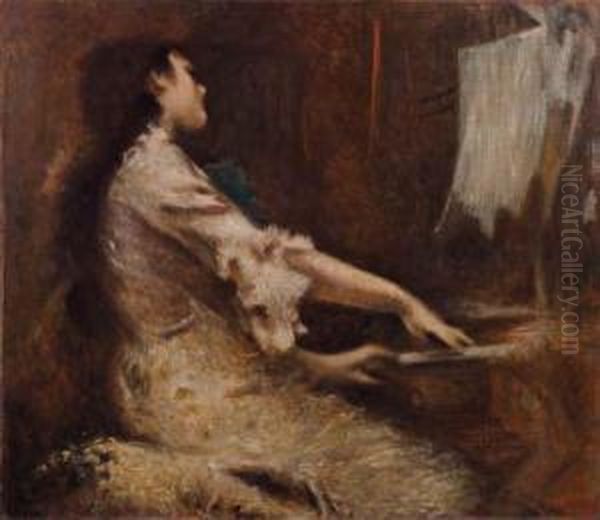 La Giovane Pianista Oil Painting by Luigi Conconi