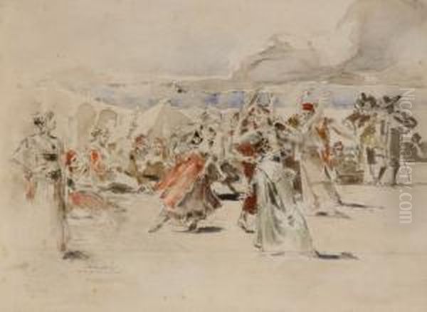 Danza Orientale Nell'accampamento Oil Painting by Luigi Conconi