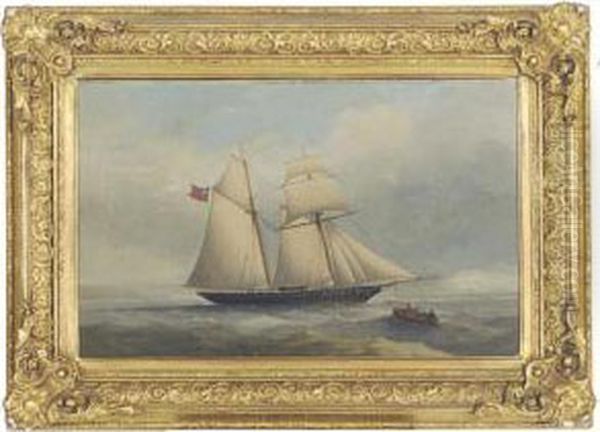 A Topsail Schooner Off The Coast Oil Painting by Condy, Nicholas Matthews