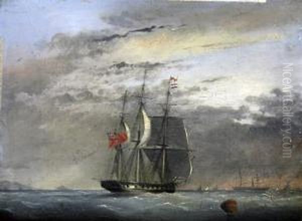 A Frigate And Other Shipping At Sea Oil Painting by Condy, Nicholas Matthews