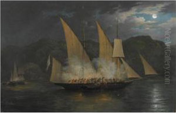 The Capture Of A Greek Pirate Vessel By Boats Of The British Navy Oil Painting by Condy, Nicholas Matthews